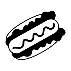 A hot dog line icon isolated on white. Vector illustration
