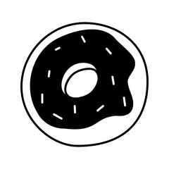 A donut with cream and sprinkles line icon isolated on white. Vector illustration