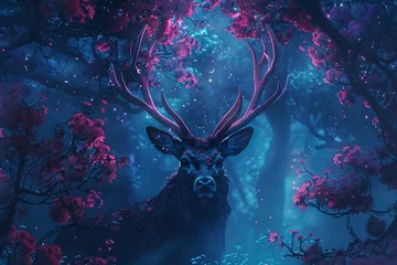 Poster a deer with antlers in a forest © Victor