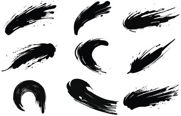 paint brush stroke silhouette, Collection of brush stroke for black ink paint
 - obrazy, fototapety, plakaty