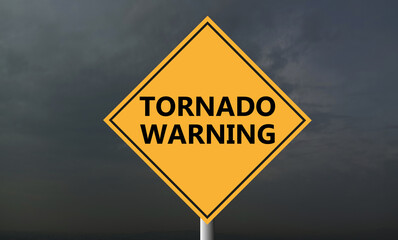 tornado warning on dark cloud, caution storm, tornado, rain flood warning