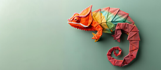 Origami chameleon, origami animals. AI Generative