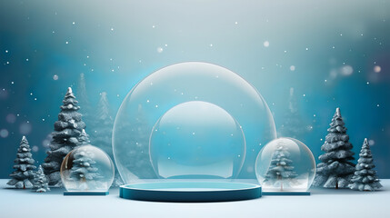 Christmas background with ball, winter weather with snow - obrazy, fototapety, plakaty