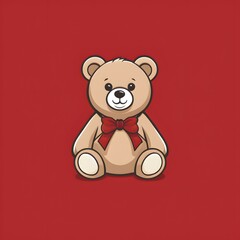 Teddy bear on a red background
