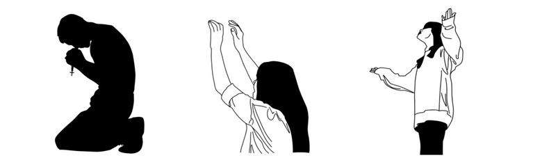 Vector christian set hand drawn doodle element. Modern brush calligraphy. Ink handwriting inscriptions. Typography and lettering.