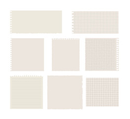 Scrapbook papers. Blank notebook torn pages vector illustration.