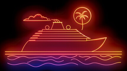 liner dusk style icon. Elements of Summer holiday Travel in neon style icons. Simple icon for websites, web design, mobile app, info graphics 