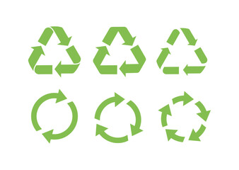 Obraz premium Recycle icon symbol vector. Recycling and rotation arrow icon pack