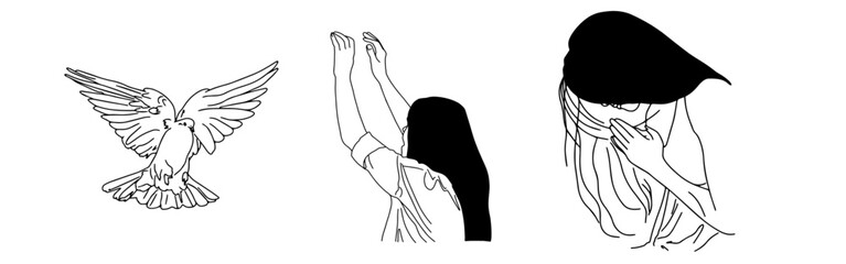 Vector christian set hand drawn doodle element. Modern brush calligraphy. Ink handwriting inscriptions. Typography and lettering.