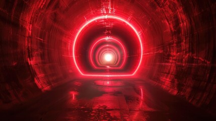 Radial red light through the tunnel glowing in the darkness for print designs templates, Advertising materials, Email Newsletters