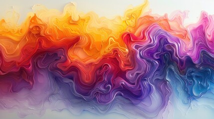 Vibrant Flames Dance: A mesmerizing, colorful abstract background with swirling waves of smoke, fire, and light, blending artful patterns in shades of blue, orange, and yellow - obrazy, fototapety, plakaty