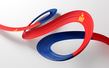 3d Flag Of Mongolia 3d Shiny Waving Ribbon Flag Isolated On White Background 3d Illustration