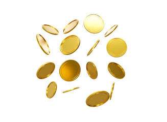 3d Falling Golden Shiny Rounded Coins On White Background 3d Illustration