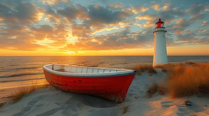 Foto auf Acrylglas lighthouse on the coast © Jeeraphat
