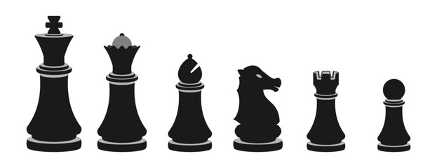 Chess pieces vector set. flat design illustration isolated on white background.