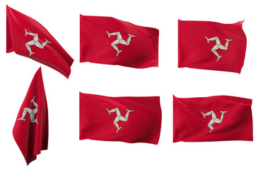 Large pictures of six different positions of the flag of Isle of Man