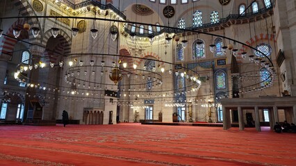 Inside Blue mosque and lights