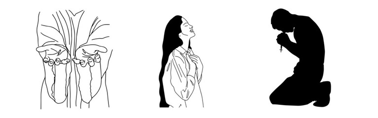 Vector christian set hand drawn doodle element. Modern brush calligraphy. Ink handwriting inscriptions. Typography and lettering.