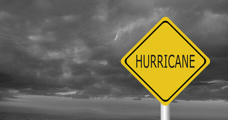 visual of a stormy cloud background with a hurricane,stop,danger, flood warning, 