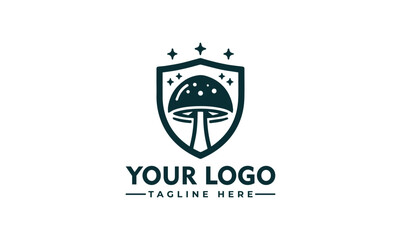 Mushroom Logo Vector Professional Black Pearl Design for Business Identity Unique and High Quality Branding Symbol