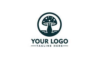 Fototapeta na wymiar Mushroom Logo Vector Professional Black Pearl Design for Business Identity Unique and High Quality Branding Symbol