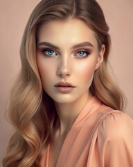 Fototapeta premium Pastel art: portrait of a girl with long hair 