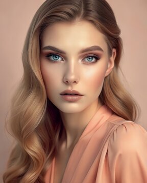 Pastel art: portrait of a girl with long hair
