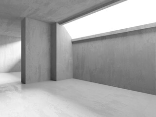 Abstract empty concrete interior. Minimalistic dark room design template