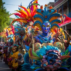 Papier Peint photo Lavable Carnaval A colorful parade with dancers and floats. 