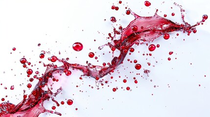 Splashes of red wine isolated on a white background. Flowing red liquid background