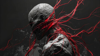 conceptual horror poster design. Man facing