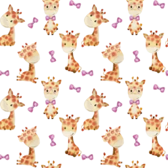 Deurstickers Speelgoed Watercolor seamless pattern with giraffes. Wallpaper for fabric, wrapping paper, etc