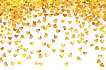 golden hearts on a white background