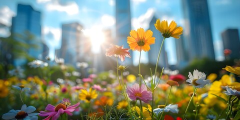 Reviving Urban Areas Through Vibrant Flower Cultivation. Concept Urban Gardening, Flower Cultivation, Community Revitalization, Green Spaces, City Beautification