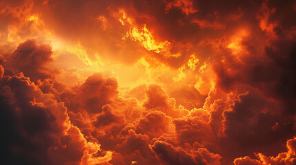 the fire burned through the clouds and sky