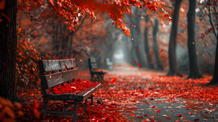 red autumn in the park