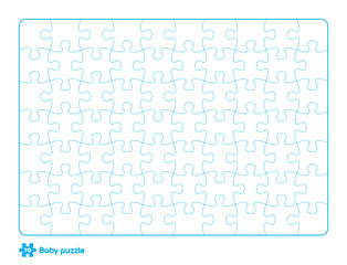 Vector baby puzzle template. 70 pieces. Isolated on white background