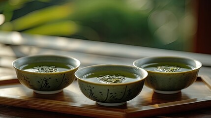 Green Tea from Zhejiang Province, China - obrazy, fototapety, plakaty