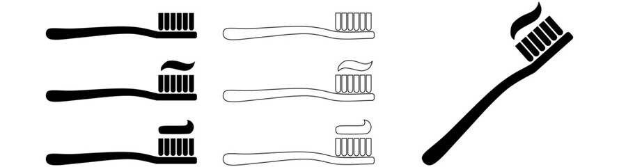 Toothbrush icon, vector black
