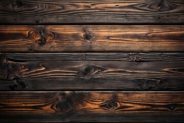 Fototapeta premium Detailed texture of dark wooden planks, natural patterns and rich brown tones. dark wood background. generative ai