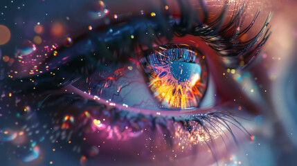 Sci-fi eye with galaxy in it - obrazy, fototapety, plakaty
