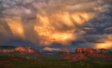 Sunset photo print featuring clouds over mountains, Sedona, Arizona