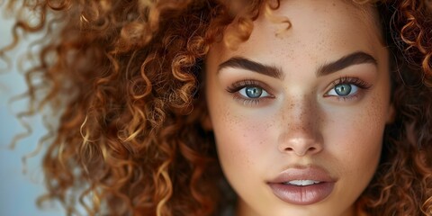 Stunning curlyhaired women in a modern salon highlighting stylish hair and makeup. Concept Modern Salon, Curly Hair, Stylish Makeup, Stunning Women, Hair and Makeup Highlight