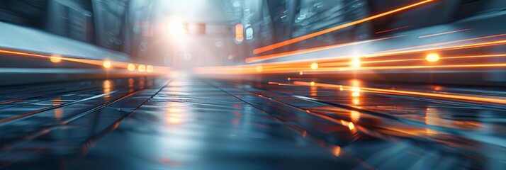 Blurry Night View of City Street