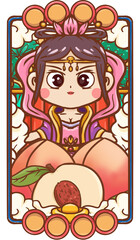 Original hand drawn cartoon peach fruit illustration poster material
