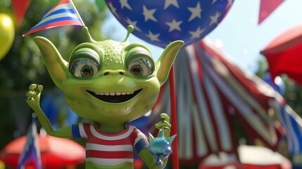 alien celebrating Independence day
