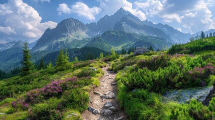 Fototapeta na wymiar Hiking Trail Tatra Mountains Poland Koscielec Peak