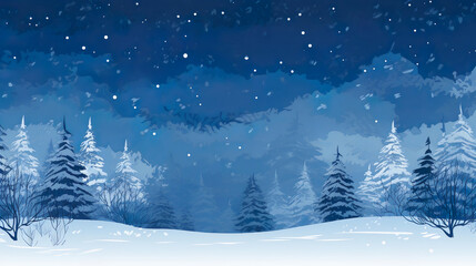 Fototapeta na wymiar snowy landscape, snow and frozen trees, Christmas background