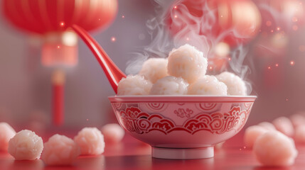Fototapeta na wymiar Fresh mochi in bowl. Chinese style.