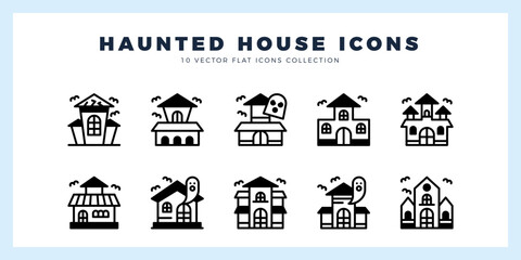 10 Haunted House Lineal Fill icon pack. vector illustration.